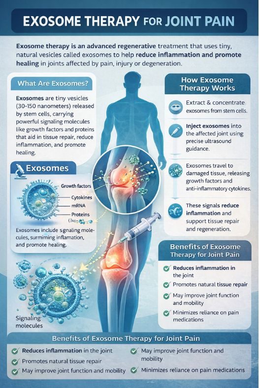 Exosome therapy for joint pain infographic